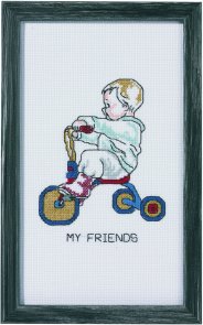 Tavla pojke på cykel artnr 92-1185