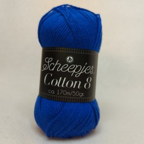 Cotton 8 färg 0519 kornblå blå scheepjes garn bomull