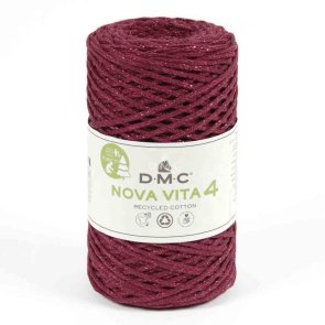 DMC Nova Vita 4 Metallic färg 115 röd/röd glitter i rött dmc nova vita tubgarn virka korgar virka väskor virka inredningsdetalje