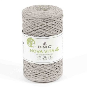 DMC Nova Vita 4 Metallic färg 311 beige/silver tubgarn med glitter nova vita 4 virka väskor med bling virka korgar virka inredni