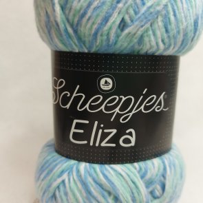 Eliza färg 0203 Beach Walk blå ljusblå turkos vit sticka virka kroka garn yarn handarbete handarbeta handarbetsboden i örebro nä