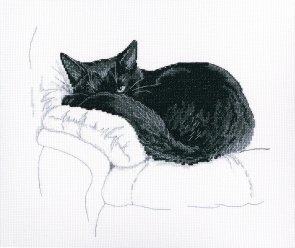 RTO Korsstygnskit 27x23,5 Among black Cats Aida 5,5 svart katt broderi brodera sy sömnad handarbete handarbeta handarbetsboden i