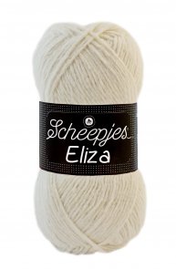 Eliza färg 0212 Almond Cream kräm naturvit beige scheepjes polyester sticka virka kroka garn yarn handarbete handarbeta handarbe