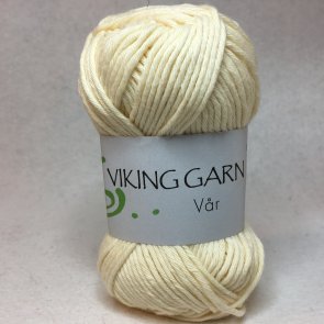 Vår färg 0402 cremevit mjukt och skönt lättstickat lättvirkat bomullsgarn från Viking