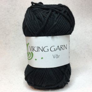 Vår färg 0403 svart mjukt och lättstickat lättvirkat bomullsgarn från Viking