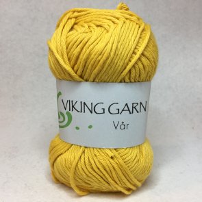 Vår färg 0440 gul mjukt och lättstickat lättvirkat bomullsgarn från viking