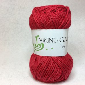 Vår färg 0450 röd mjukt och lättstickat lättvirkat bomullsgarn från viking