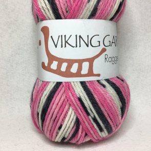 Raggen färg 0763 rosa/vit/koks viking raggsocksgatan 150 gram