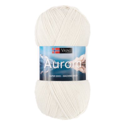 Aurora färg 0600 naturvit sockgarn från Viking garn mjukt och skönt från handarbetsboden i örebro garnbutik örebro