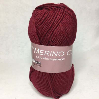 Hjertegarn Merino Cotton färg 1726 vinröd