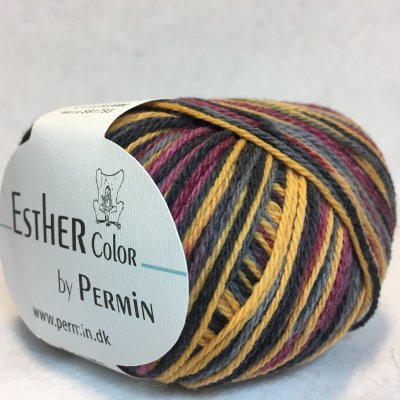 Permin Esther color färg 883980 senap/vinröd/grå